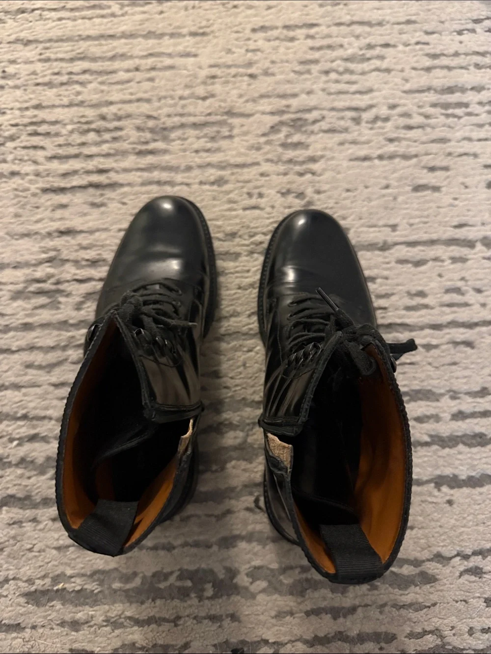 Common Projects Black Leather Lace-Up Zip Combat Boots